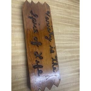 70s 80s Handmade Wood Wall Plaque Carved Decor “Variety Is The Spice Of Life”